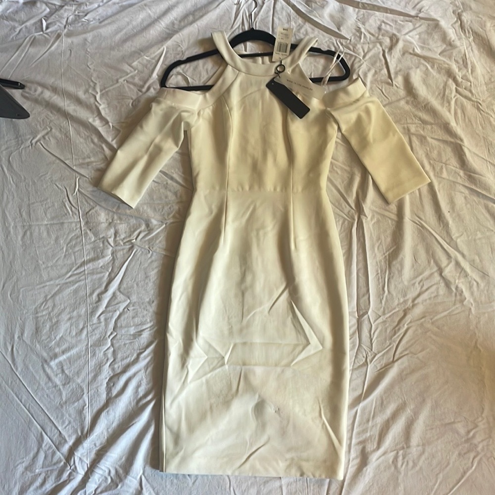 Black Halo white dress